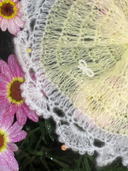 Handcrafted mohair scrunchie-chartreuse