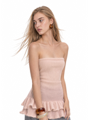 Pink mohair ruffle-trim bustier